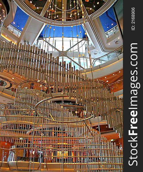 Interior of a modern glass and steel lobby. Interior of a modern glass and steel lobby