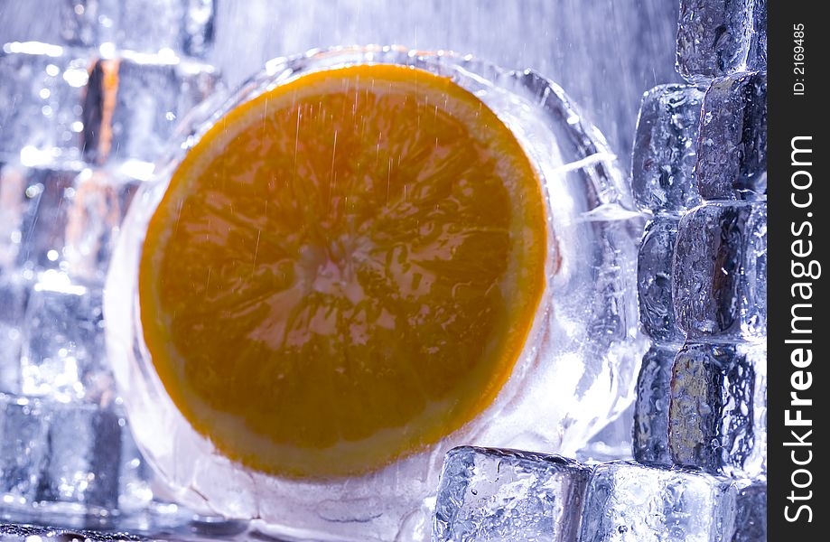 Orange With Ice Cubes