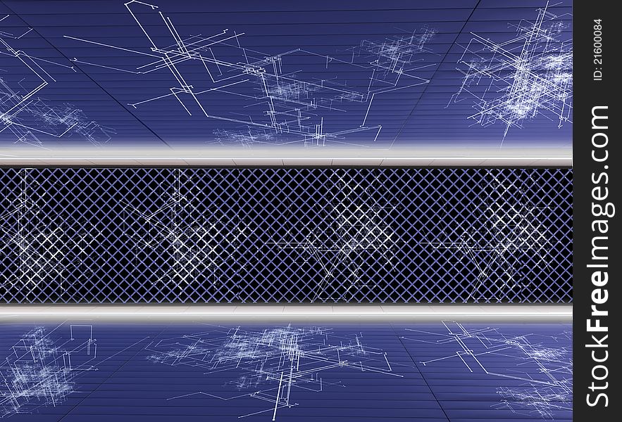 An electronic circuit walls with electronic connections. An electronic circuit walls with electronic connections