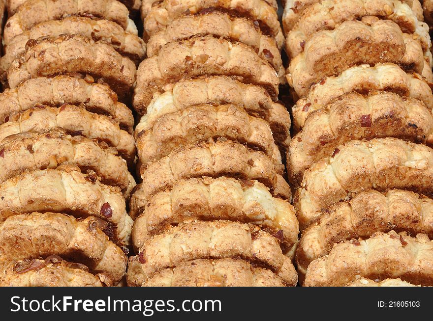 Cookies with peanuts as background