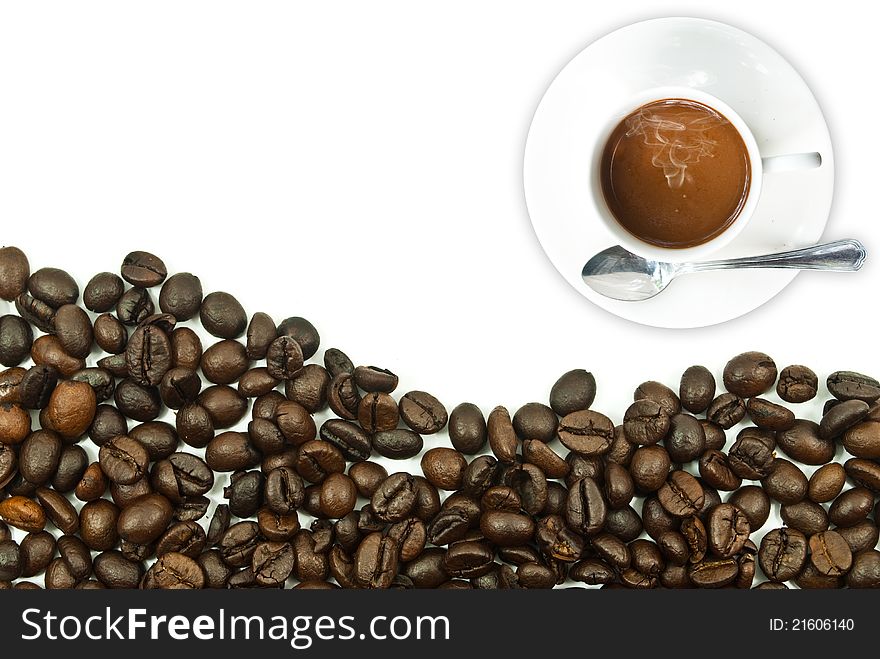 Coffee cup with coffee bean.