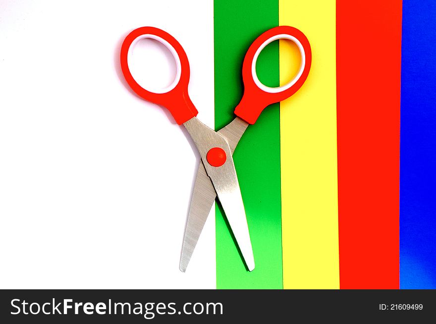 Colorful Paper With Child S Scissors