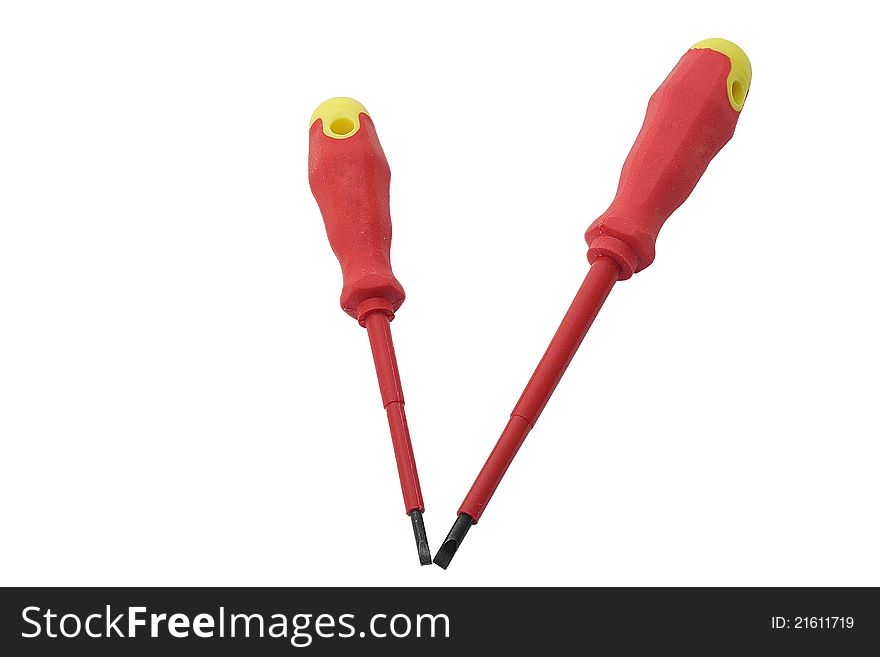 Two screwdrivers on a white background. Two screwdrivers on a white background