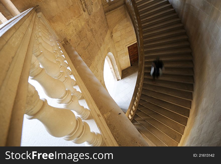 Charles V palace stairs in Alhambra, Andalucia, Granada, Spain