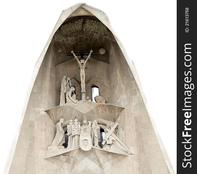 Architecture details of unfinished Cathedral Sagrada Familia in Barcelona