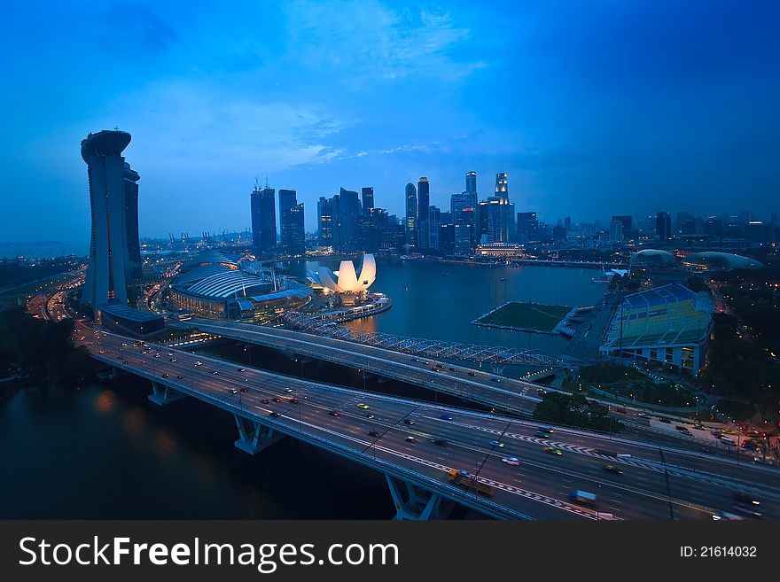 Building night landscape in singapore