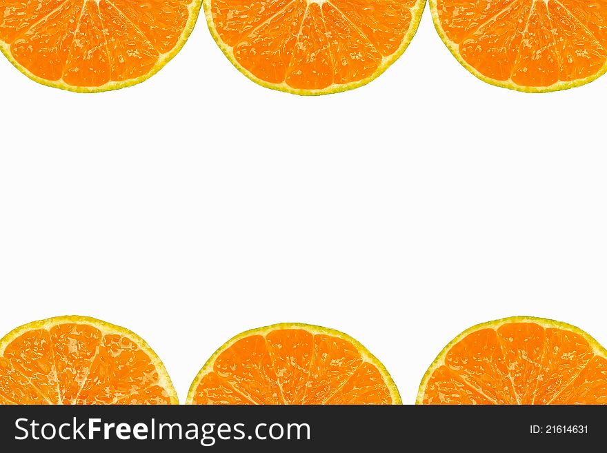 Pattern of fresh slices orange on white background.