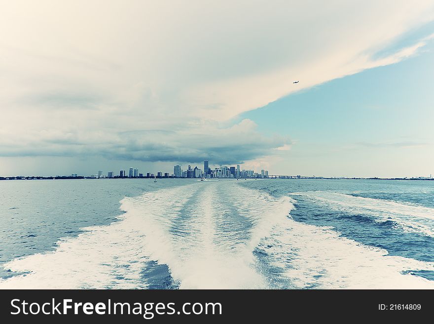 Ocean view of downtown Miami, Florida. Ocean view of downtown Miami, Florida