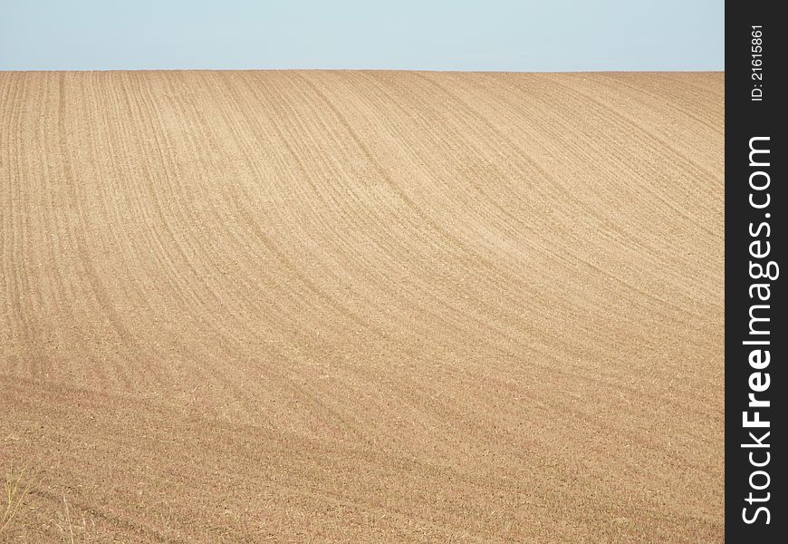 Agriculture, landscape with dry earth on the field in autumn