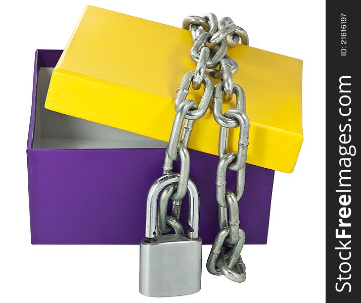 Cardboard box and a metal chain security