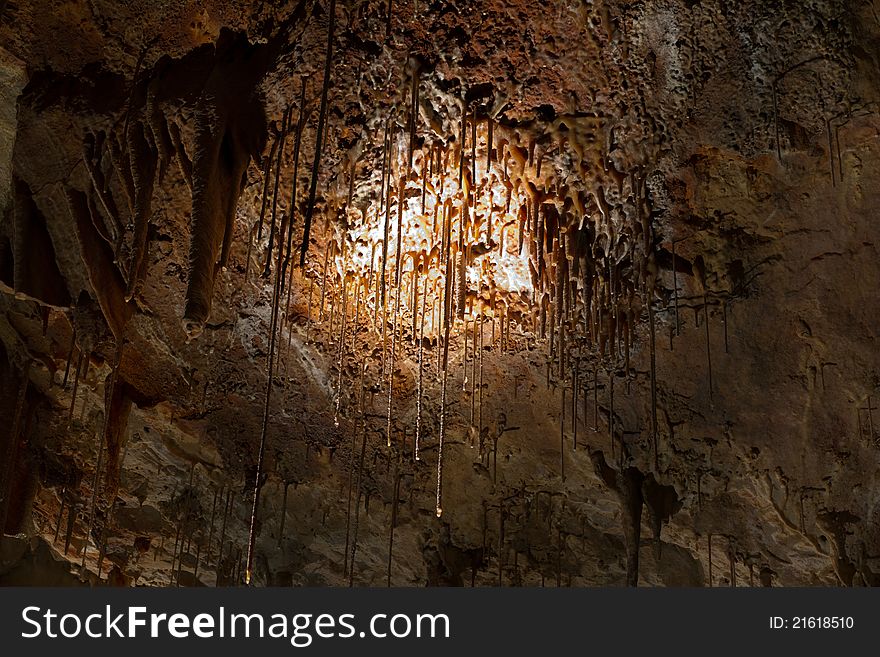 Stalactite stalagmite cavern. Stalactite cave in Israel