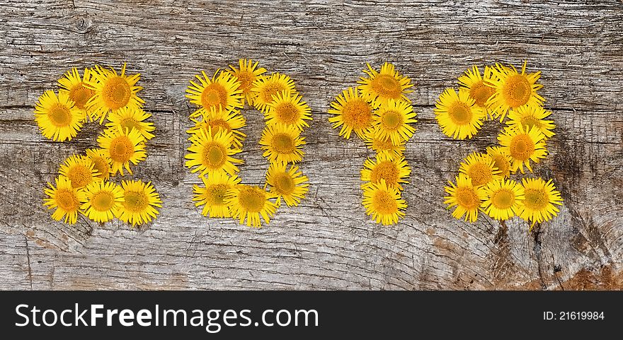 2012 floral on an old wooden