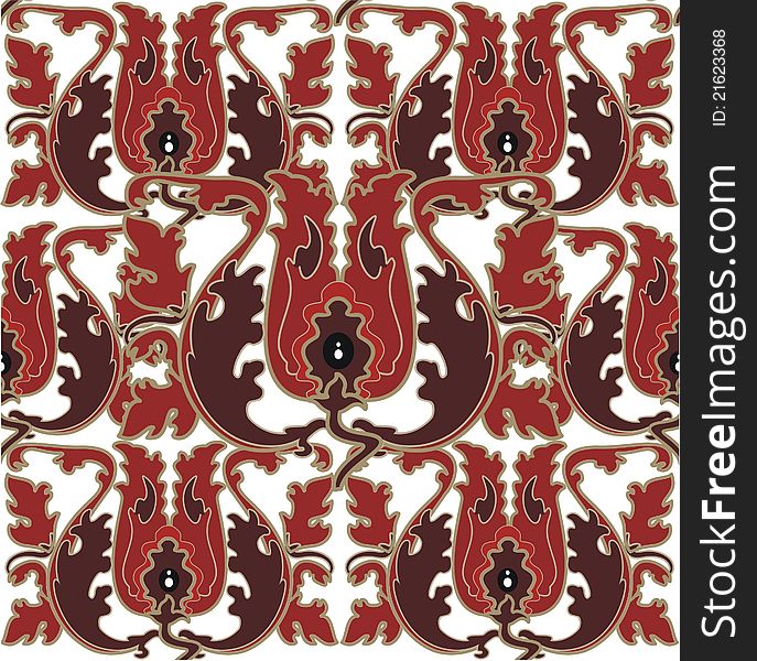 Repeat sample with tulips in red and brown. Repeat sample with tulips in red and brown