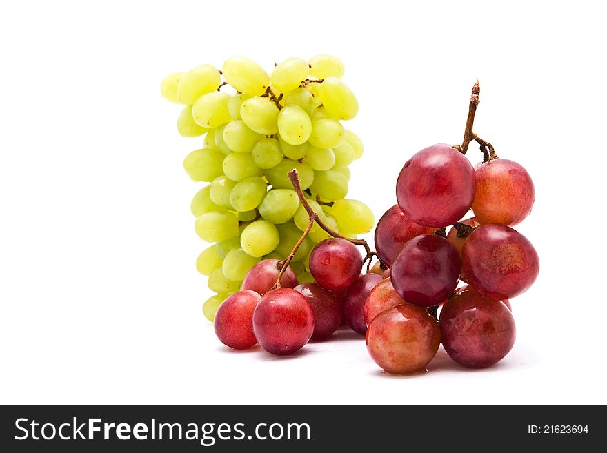 Cluster of fresh grape on the white background