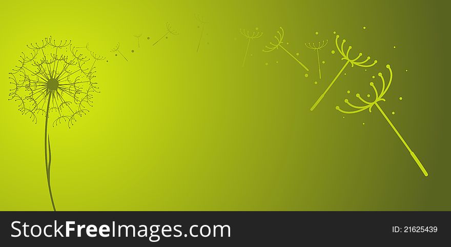 Dandelion Vector in Green Background