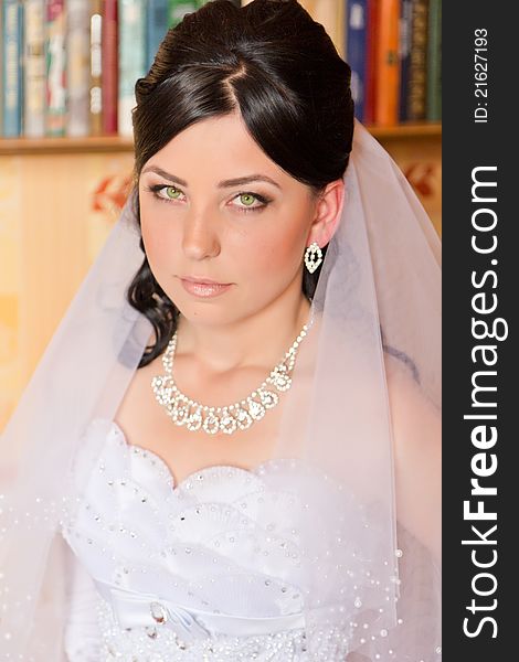 Portrait of a beautiful bride indoor