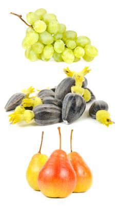 Grapes, Sunflower Seeds And Pears Royalty Free Stock Photography Grapes, Sunflower Seeds And Pears Royalty Free Stock Photography