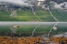 Norway Fjord Reflection Royalty Free Stock Photography Norway Fjord Reflection Royalty Free Stock Photography