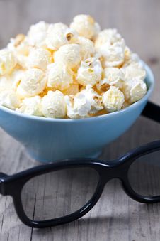 Popcorn And 3D Glasses Stock Photography Popcorn And 3D Glasses Stock Photography