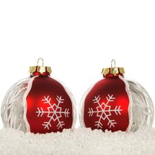 Xmas Decoration On The Snow On The White Royalty Free Stock Images Xmas Decoration On The Snow On The White Royalty Free Stock Images