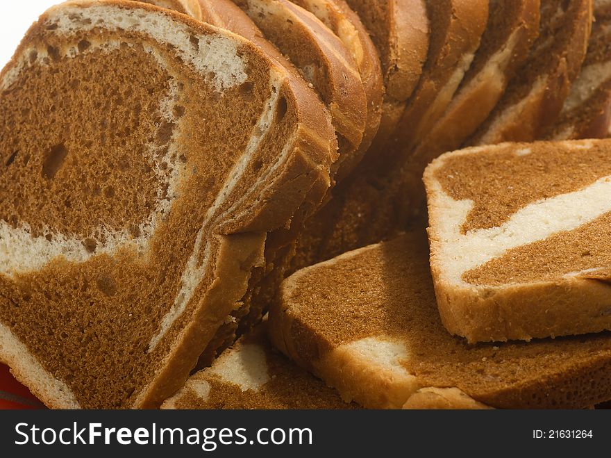 Pieces of fresh sliced bread close up