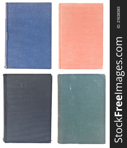 Four different colored old books