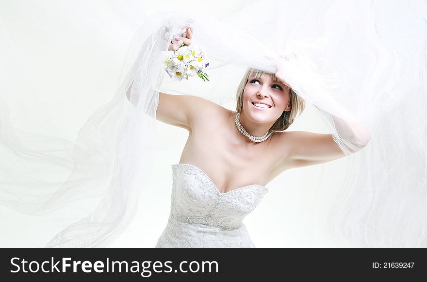 Beautiful bride in white veil. Beautiful bride in white veil