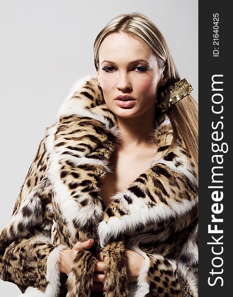 Beautiful model in fur
