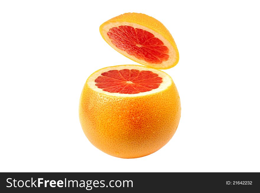 Fresh red grapefruit on a white background