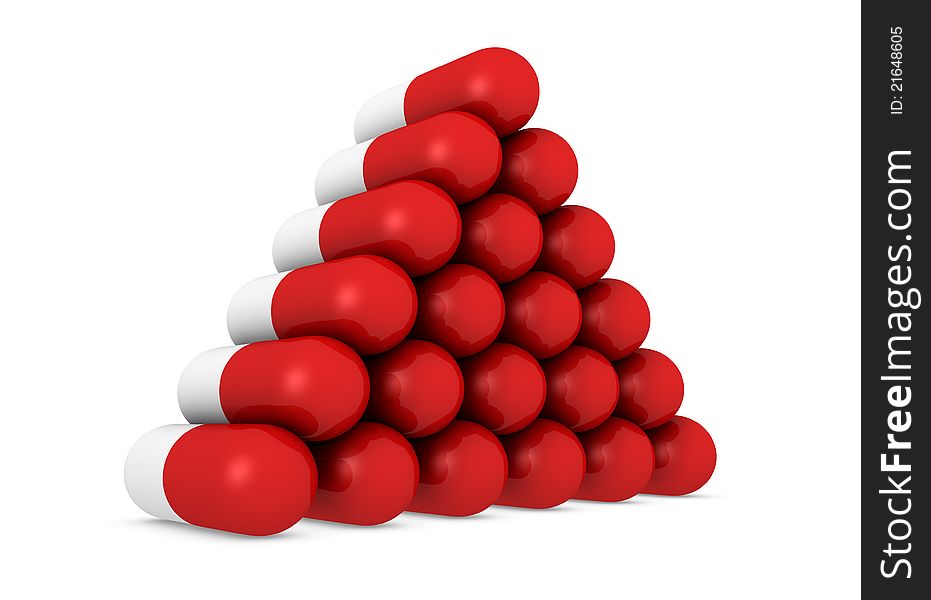 Stack of red and white pills (3d render). Stack of red and white pills (3d render)