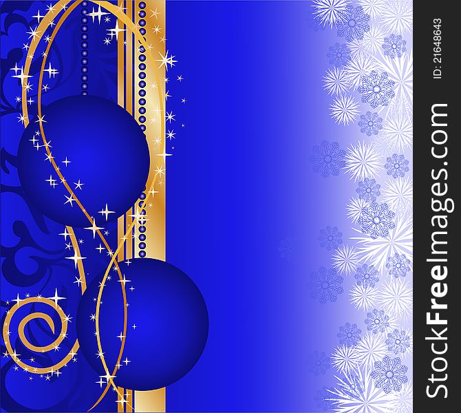 Christmas design with two blue balls and sparks. Christmas design with two blue balls and sparks