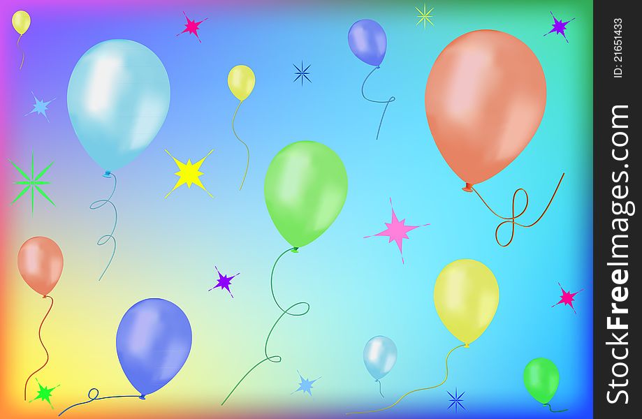 Festive balloons and patterns on the colorful background