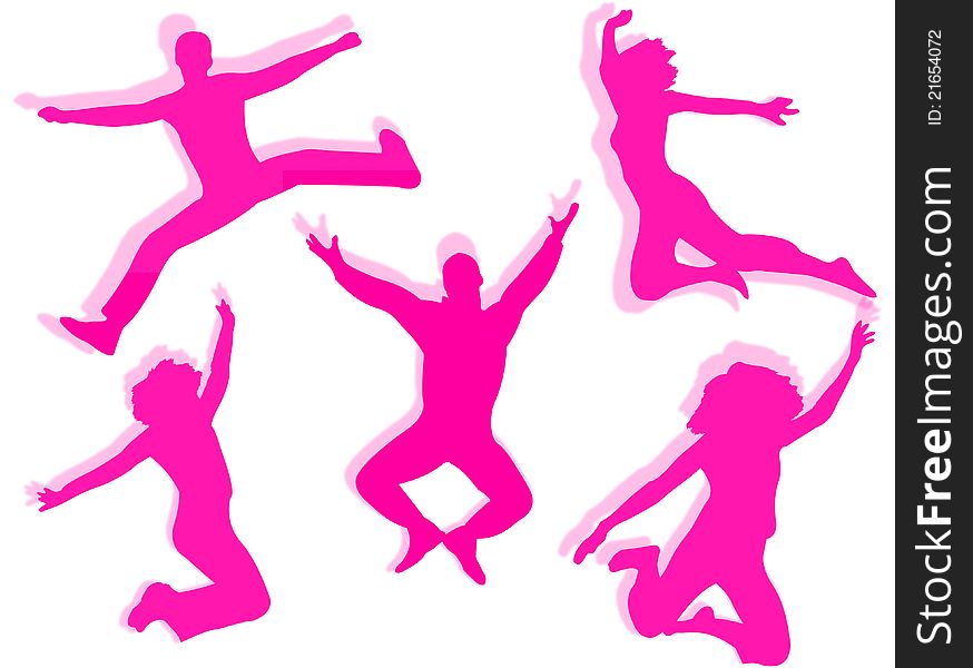 People jumping silhouette