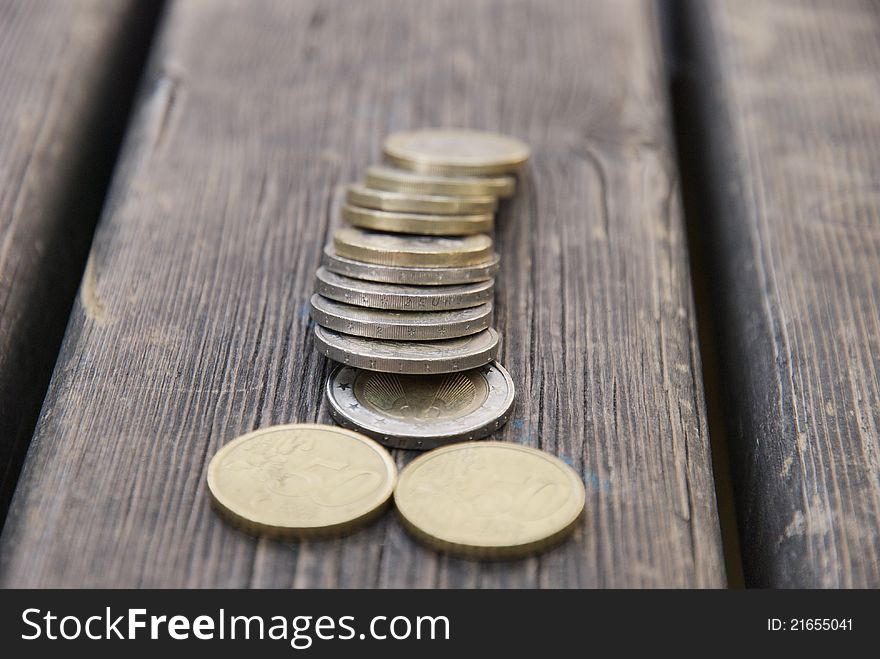 Euro coins on the table