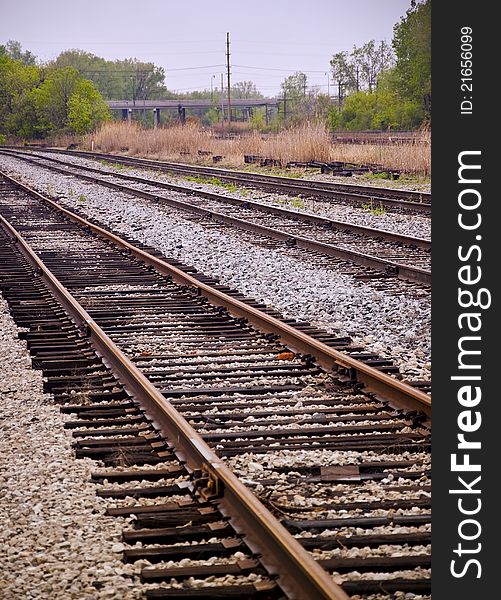 Set of mainline railroad tracks near detroit