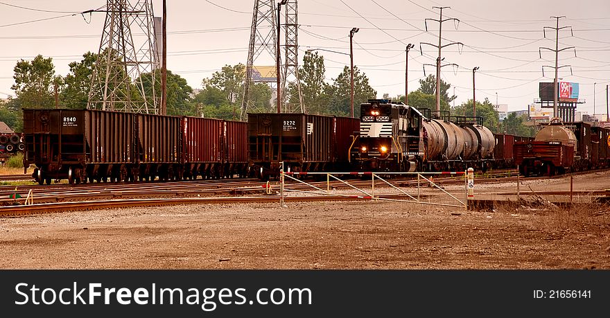 Steel and Coal Train on siding near steel mill. Steel and Coal Train on siding near steel mill