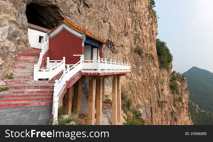 The temple was built in the cliff, China