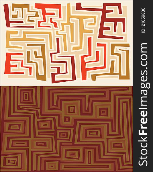 Retro backgrounds with labyrinthic shapes.