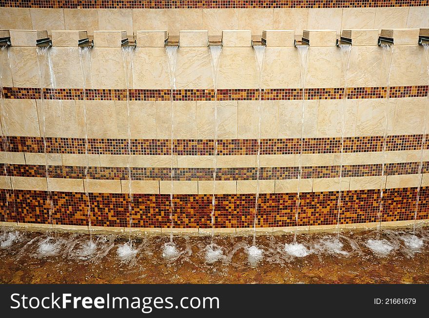 Brown tile pattern water fountain