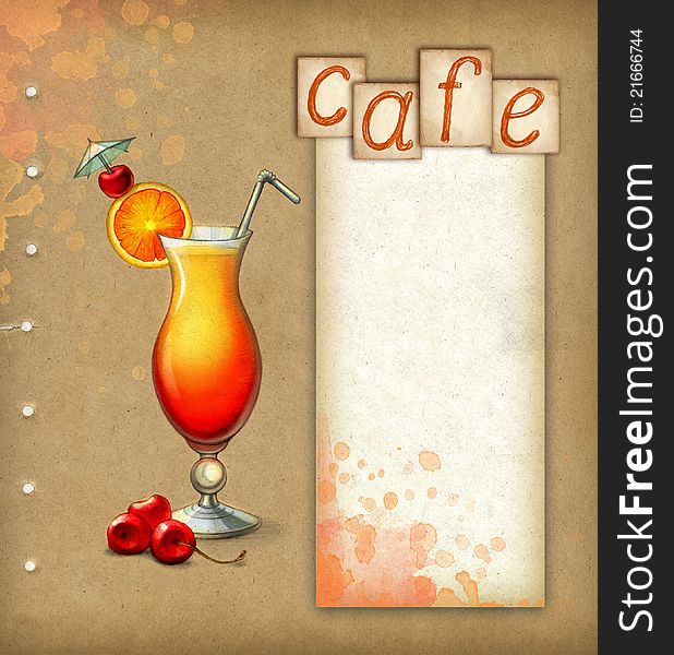 Background with illustration of cocktail