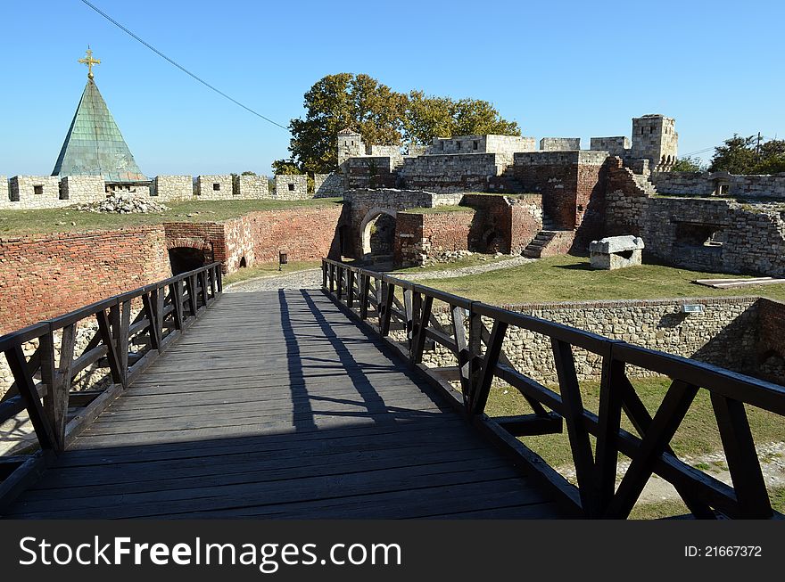 Kalemegdan fortress in belgrade, old ancient castle, view of the river Sava. Kalemegdan fortress in belgrade, old ancient castle, view of the river Sava