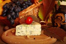 Cheese And Autumn Fruits Stock Photo
