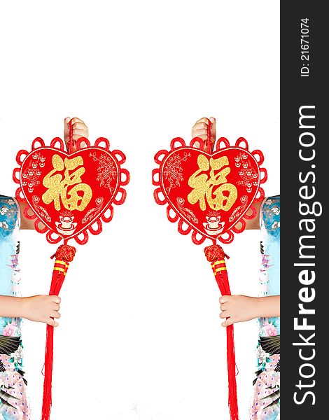 Chinese new year traditional decoration on white background. Chinese new year traditional decoration on white background