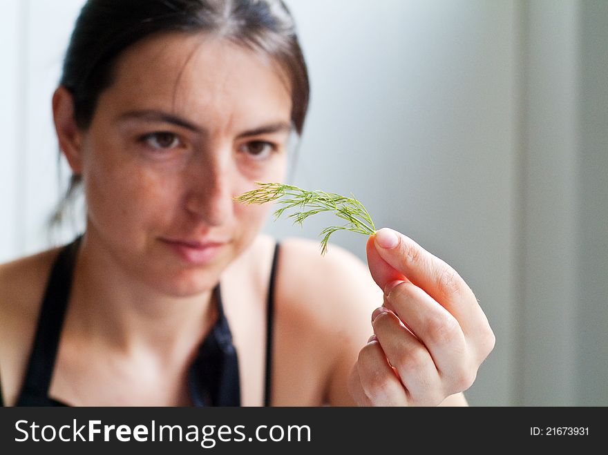 Chef examining ingredients