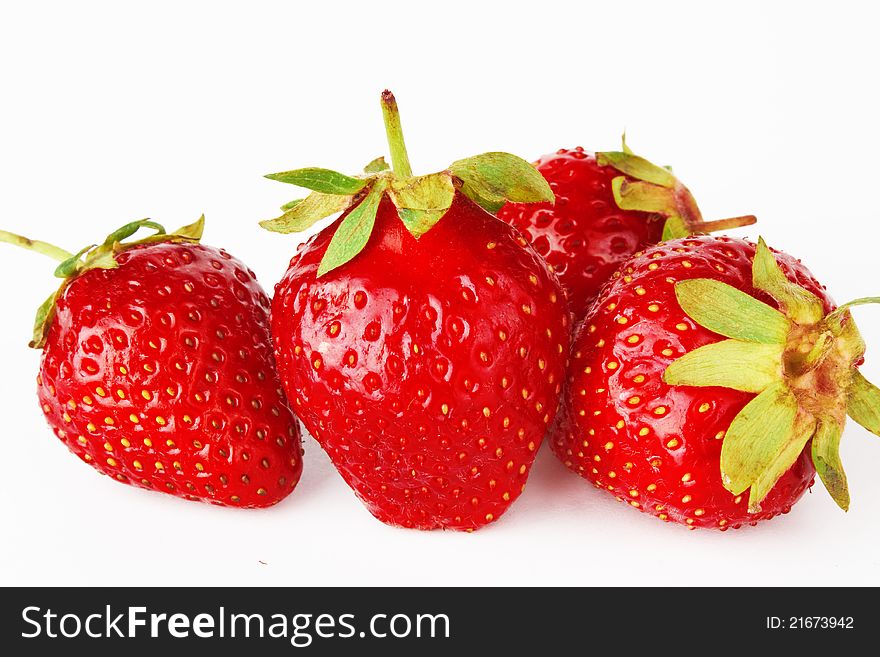 Group of fresh strawberries, on white background