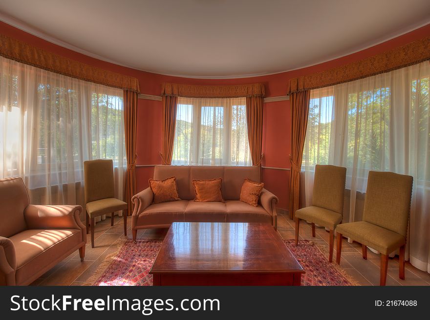 Classical Living Room with armchairs and table