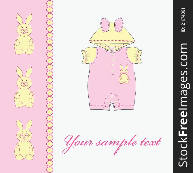 Baby girl card. Clothing for babies. Vector illustration eps.10.