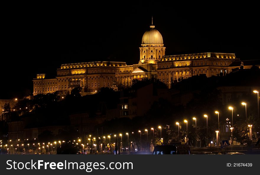 Royal Palace (Buda Castle) in Budapest at night. Royal Palace (Buda Castle) in Budapest at night