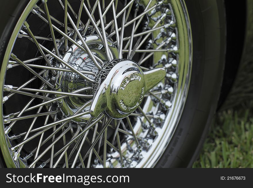 Chrome wheel from a classic automobile. Chrome wheel from a classic automobile.