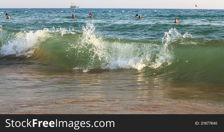 Sea surf. Mediterranean Sea. Turkey.